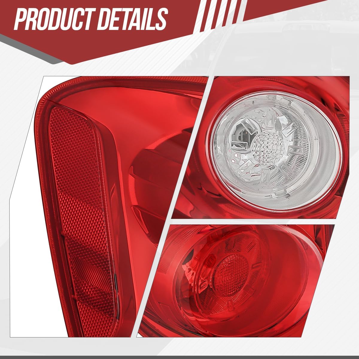 Driver Side Left Tail Light Car Taillight Assembly Compatible with 2010-2015 Chevy Equinox, Clear/Red Lens, Chrome Housing, GM2800242