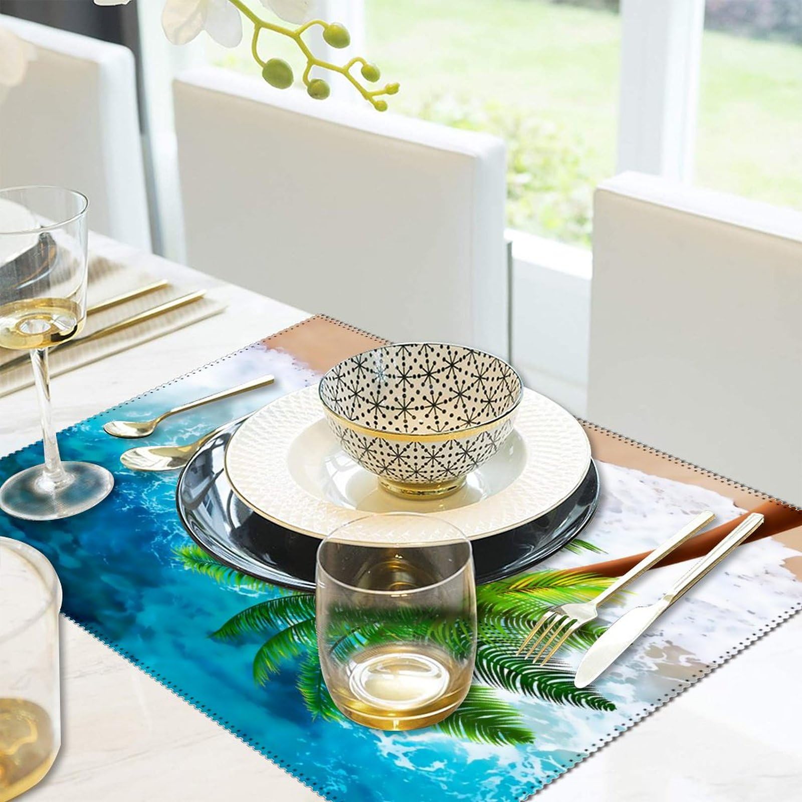 Amazon.com: Set of 6 PCS Placemats Ocean Sea Beach Tropical Palm