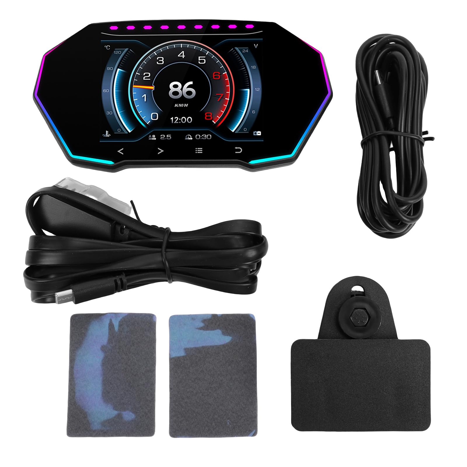 Alomejor Wyświetlacz Samochodowy HUD Prędkościomierz GPS GPS z automatyczną jasnością Alerty w Trybie Podwójnym Inklinometr Projekcja Przedniej Szyby dla Większości Kierowców Samochodów Benzynowych