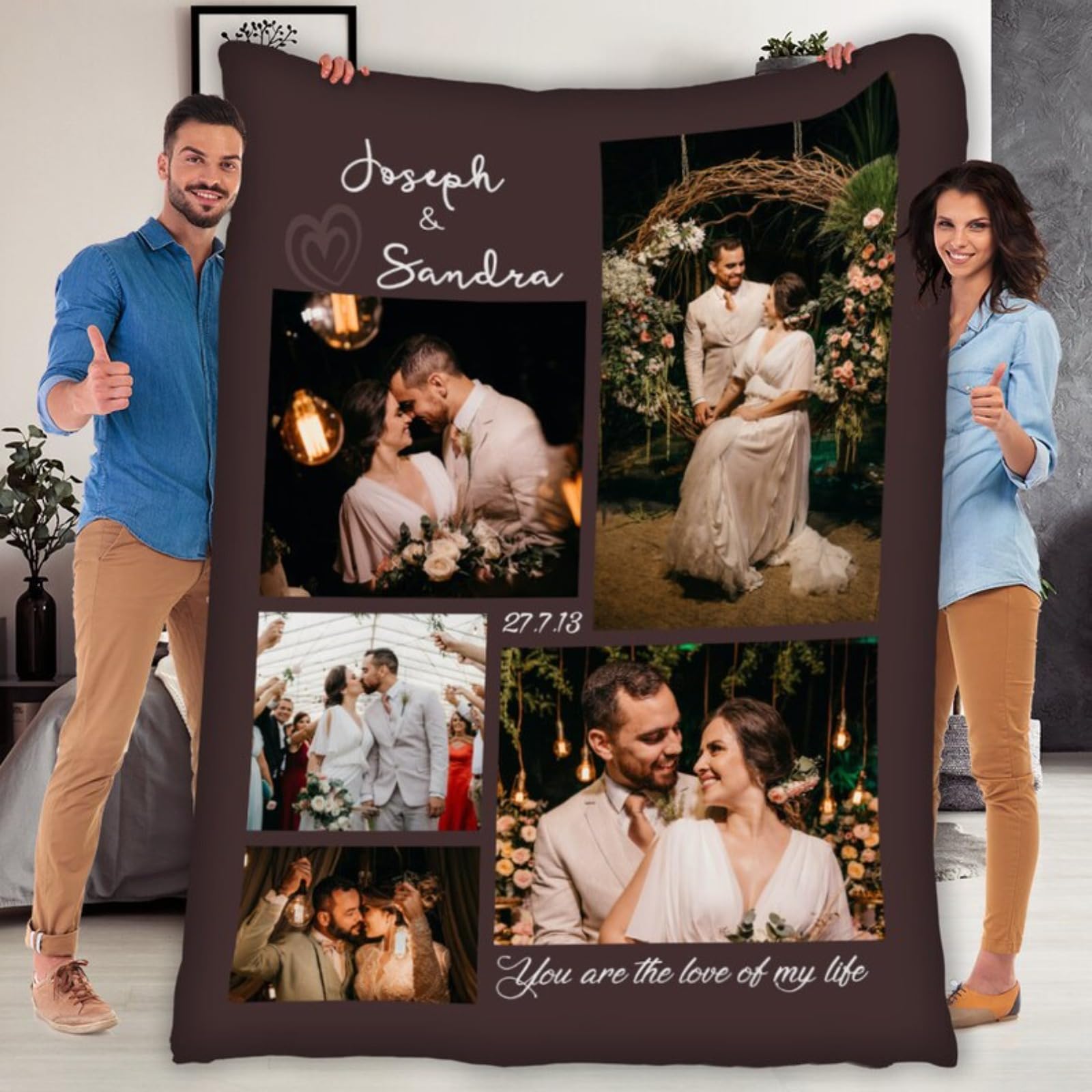 Couverture personnalisée photo REEG 180x200cm pour couple et cadeau de mariage
