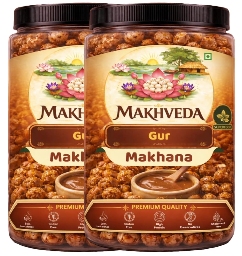 Makhveda Til Gur Makhana | Roasted Fox Nuts | Popped Lotus Seeds | Healthy Snack | Low Calorie, High Protein, Gluten Free | Sweet Sesame Jaggery Crunch (80g x 2 pack, Til Gur Makhana)-image-10