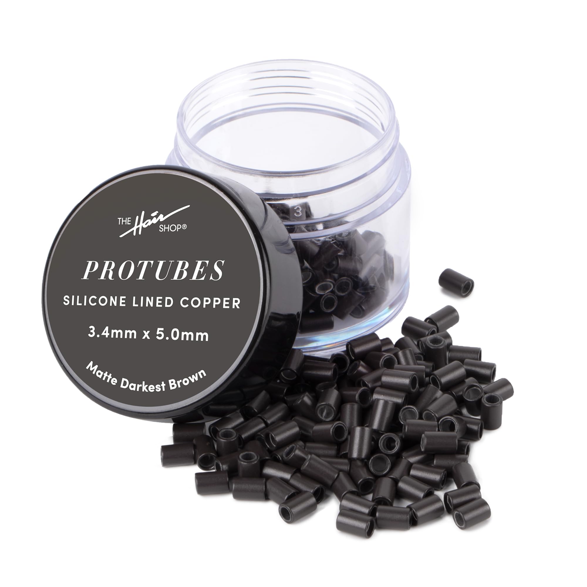 Matte Protubes by The Hair Shop, For I-Tip Hair Extension Silicone-Lined Micro Beads, Microlink, Rings, & Hand-tied Weft Methods, 3.4mm x 5.0mm (Matte