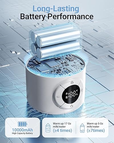 Miniatura 4 de Bear Calentador de botellas portátil para viajes, calentador de leche para fórmula de leche materna, calentador de agua de gran capacidad de 17