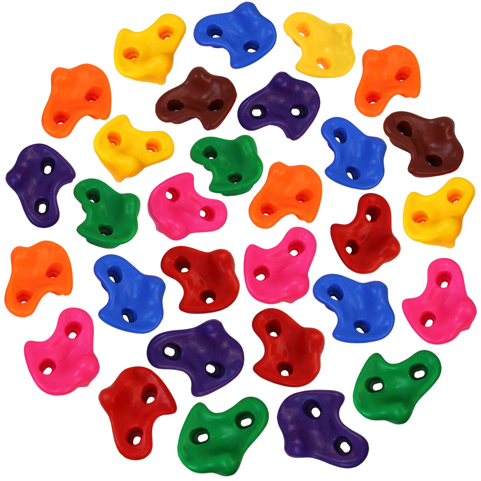 ALPIDEX Kinder Klettergriffe bunt 5/10/15/20/30 Stück Klettersteine inklusive Befestigungsmaterial, belastbar bis 200 kg, Indoor und Outdoor geeignet - 30 Stück