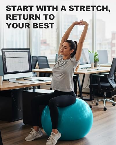Vista 13 de Trideer Pelota de ejercicio para yoga, pilates y fitness. Equipo de pelota de estabilidad para gimnasio en casa y silla de oficina, accesorios