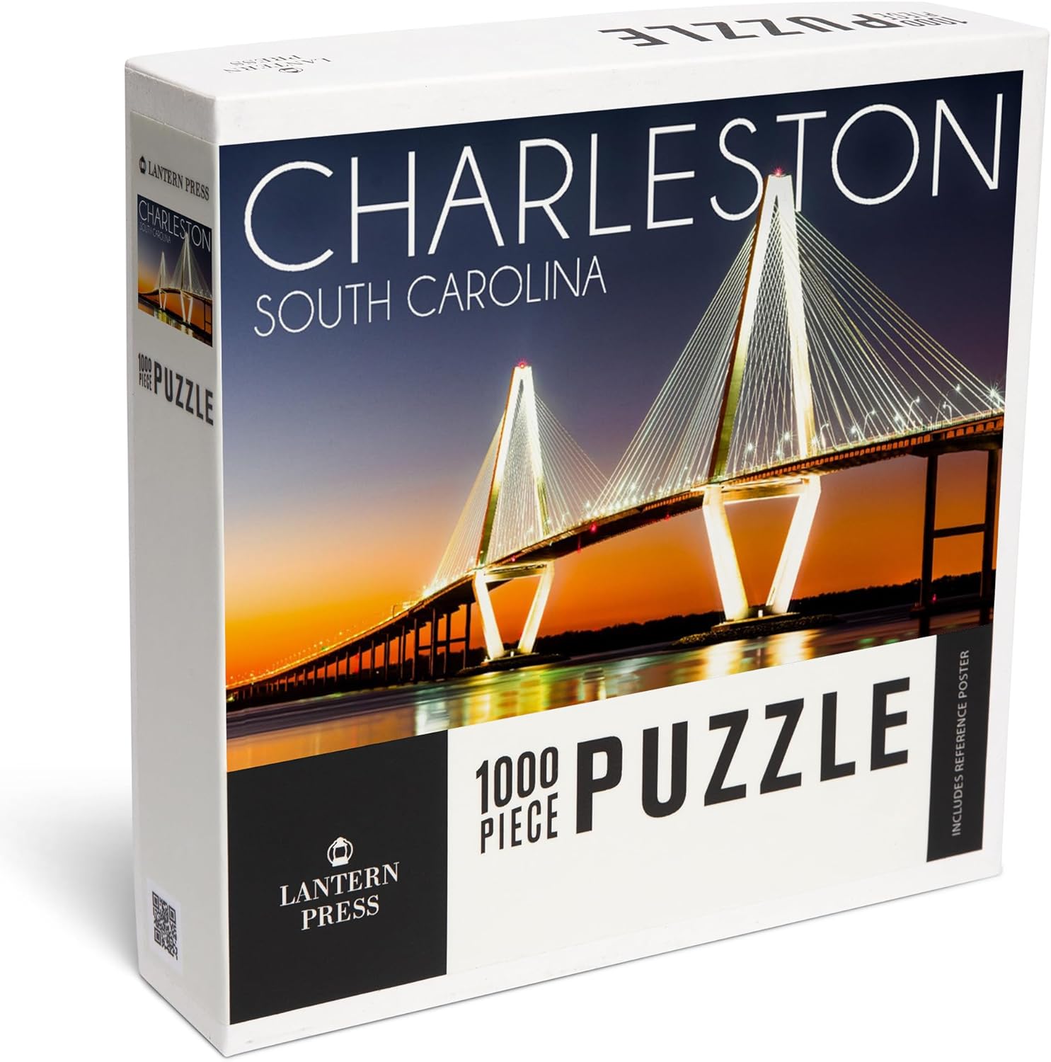 Lantern Press Charleston, South Carolina, Photography, Arthur Ravenel Jr. Bridge at Sunset 1000 Piece Jigsaw Puzzle for Adults, Made in USA with Reference Poster