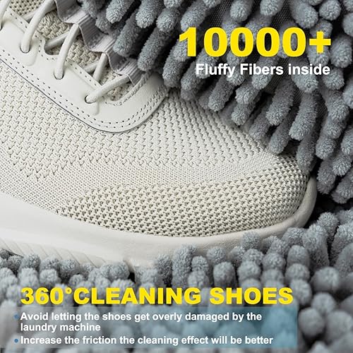Miniatura 2 de Bolsa de lavado de zapatos, reutilizable, protectora, tamaño adaptable, bolsa de lavandería de limpieza profunda de 360 con fibras de limpieza para