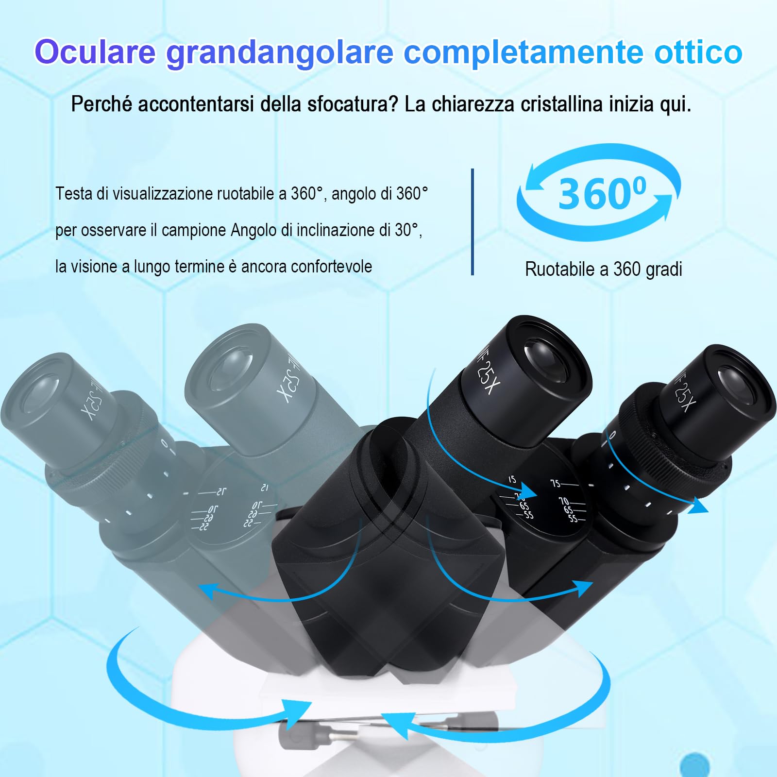Microscopio ottico trinoculare, ingrandimento da 40 a 5000 volte, microscopio professionale scientifico con fotocamera USB e tavolo meccanico, microscopio per adulti