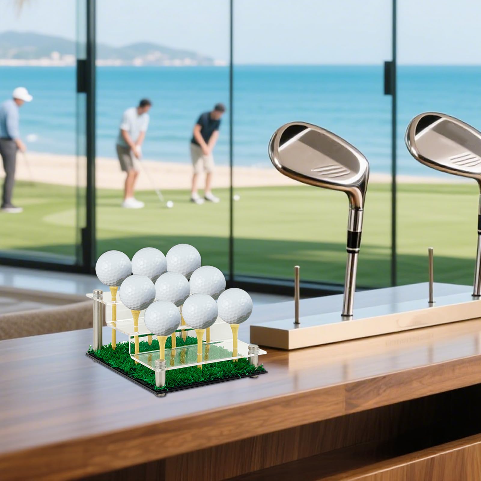 Golfball -Display -Hülle - Clear Acryl Golf Ball Stand Würfelhalter Mit Rasenbasis | Staubschutz Transparenter Aufbewahrungsbox Für Einzelne Softball -Souvenir -Tennissammlungen Lacrosse Platzierungsc