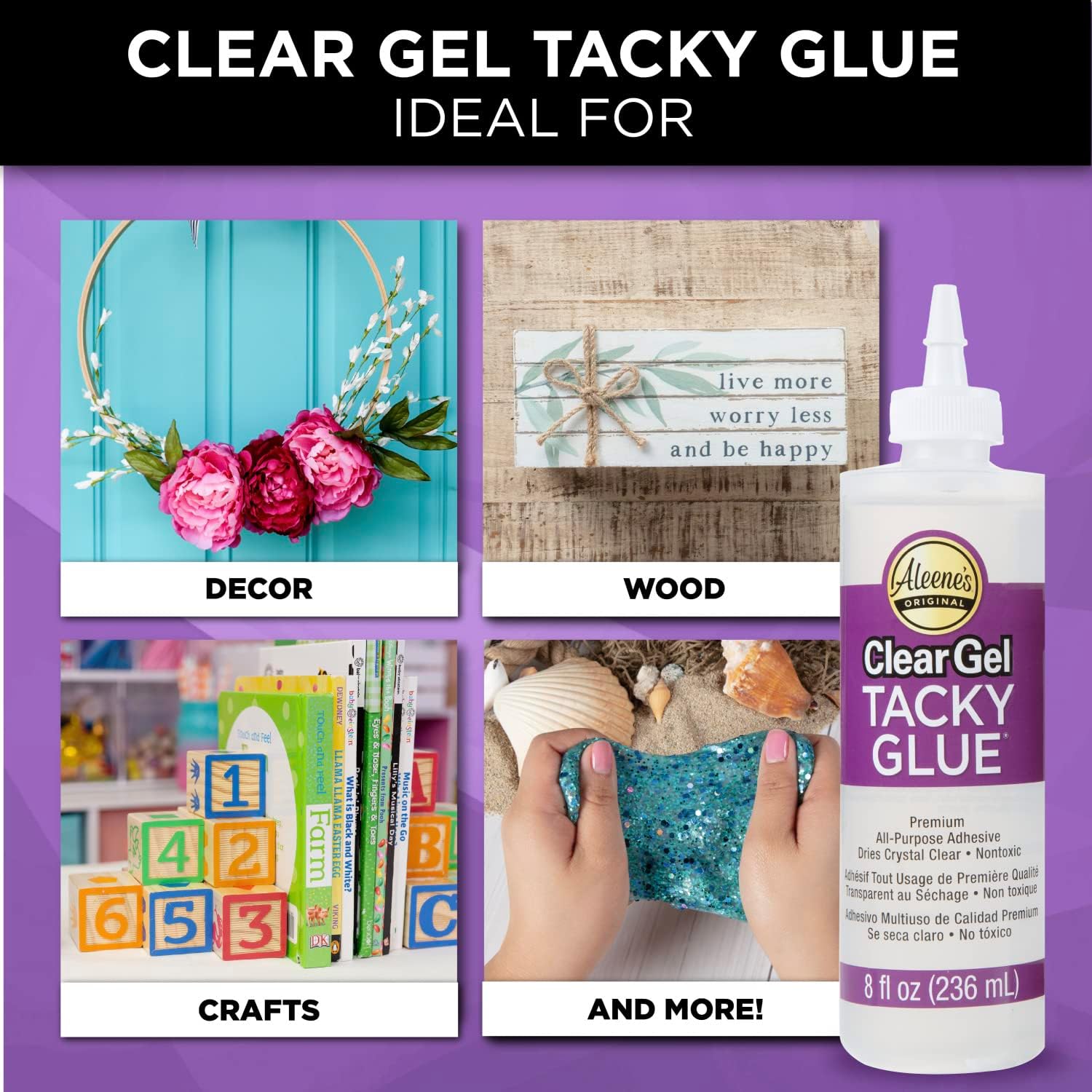 Aleene's Clear Gel Tacky Glue 3 Pack, 8 oz, 8 FL OZ, 24