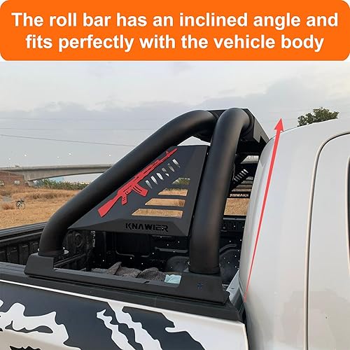 Miniatura 25 de Barra antivuelco para camioneta de tamaño completo, jaula de rollo ajustable deportiva compatible con Tundra, Serie F, Ram 1500/2500/3500
