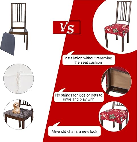 Miniatura 3 de NIBESSER Juego de 4 fundas de asiento para sillas de comedor, elásticas, suaves, extraíbles y lavables, para comedor, fundas de cojín de asiento
