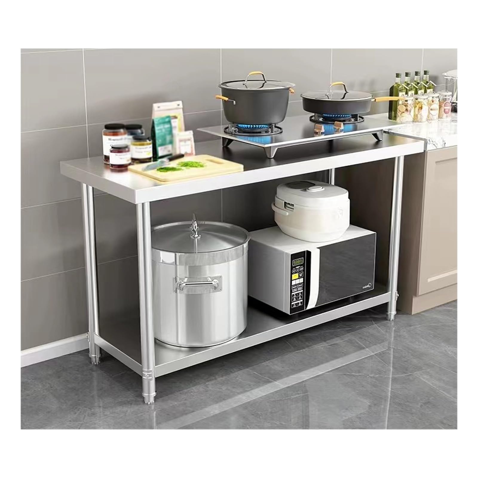 kitchen prep table, Stainless Food Prep Table，Can Be Used in Home Kitchens, Commercial Catering Places, Processing(120 * 60 * 80cm/47.2 * 23.6 * 31.5in)