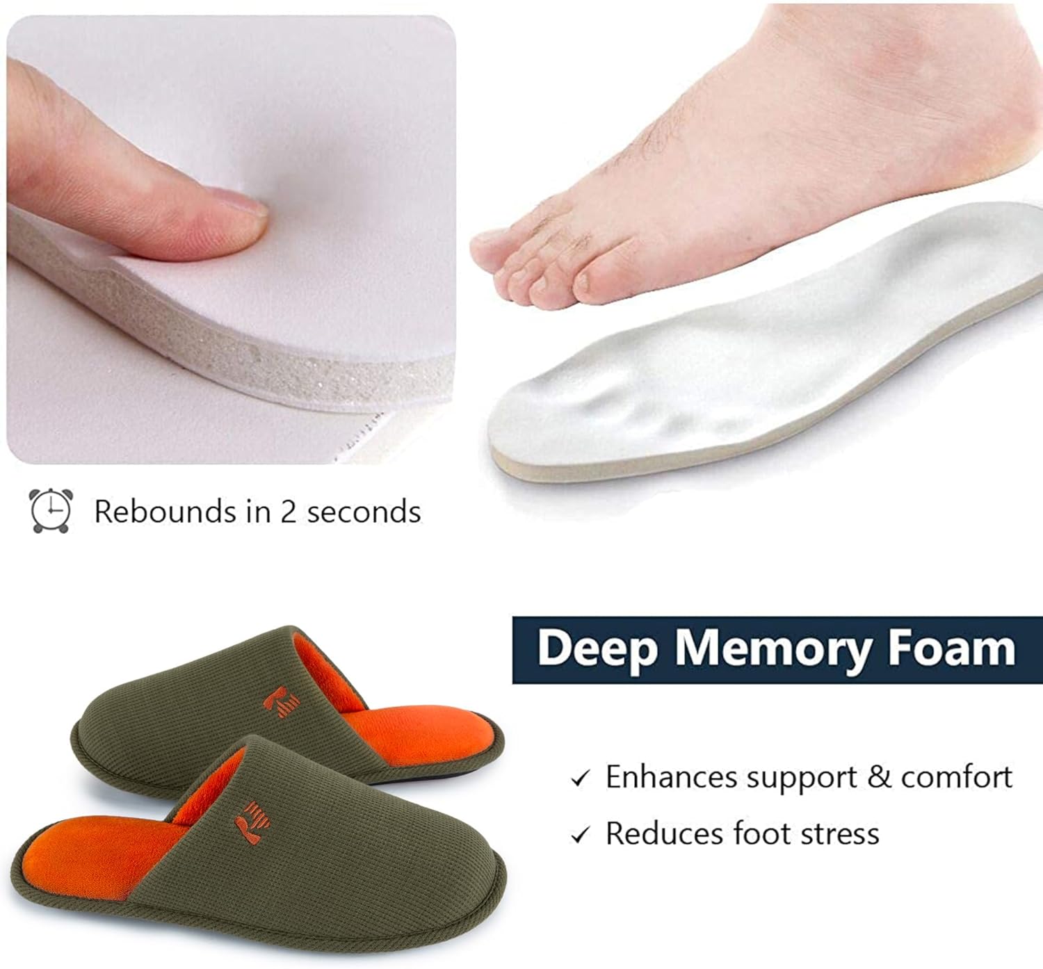 RockDove Mens Two Tone Memory Foam Scuff Slippers Lightweight Breathable Non Slip Indoor Outdoor Gift Ready - Image 5