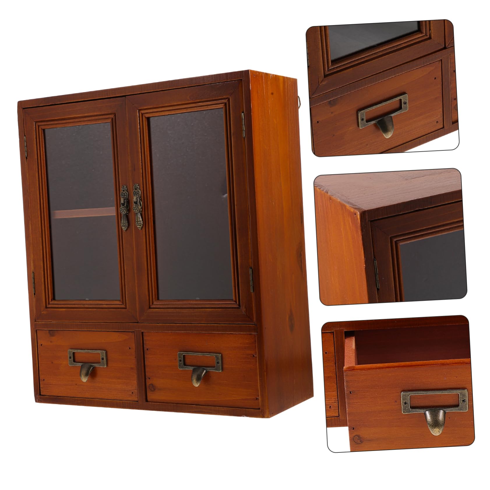KICHOUSE Wandschrank Holz mit Zwei Türen Niedriger Aufbewahrungsschrank für Wohnzimmer Rustikaler Vintage Stil Multifunktionales Design für Zuhause