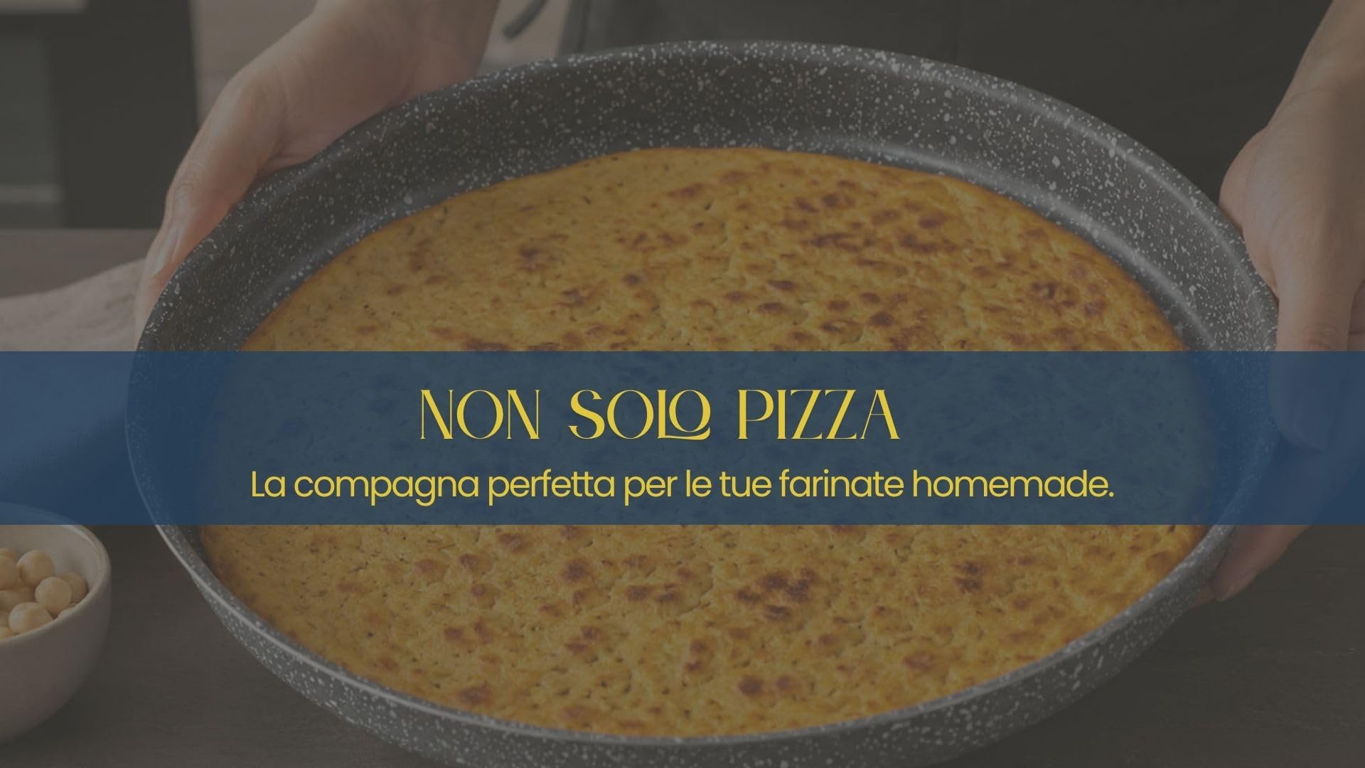 RollitPop Teglia Forno Rotonda Per Pizza e Farinata, 34 cm, Made in Italy, Rivestimento Alto Antiaderente, In Alluminio, Leggera E Facile Da Pulire, Effetto Pietra Linea Vulcania (2 Teglie)