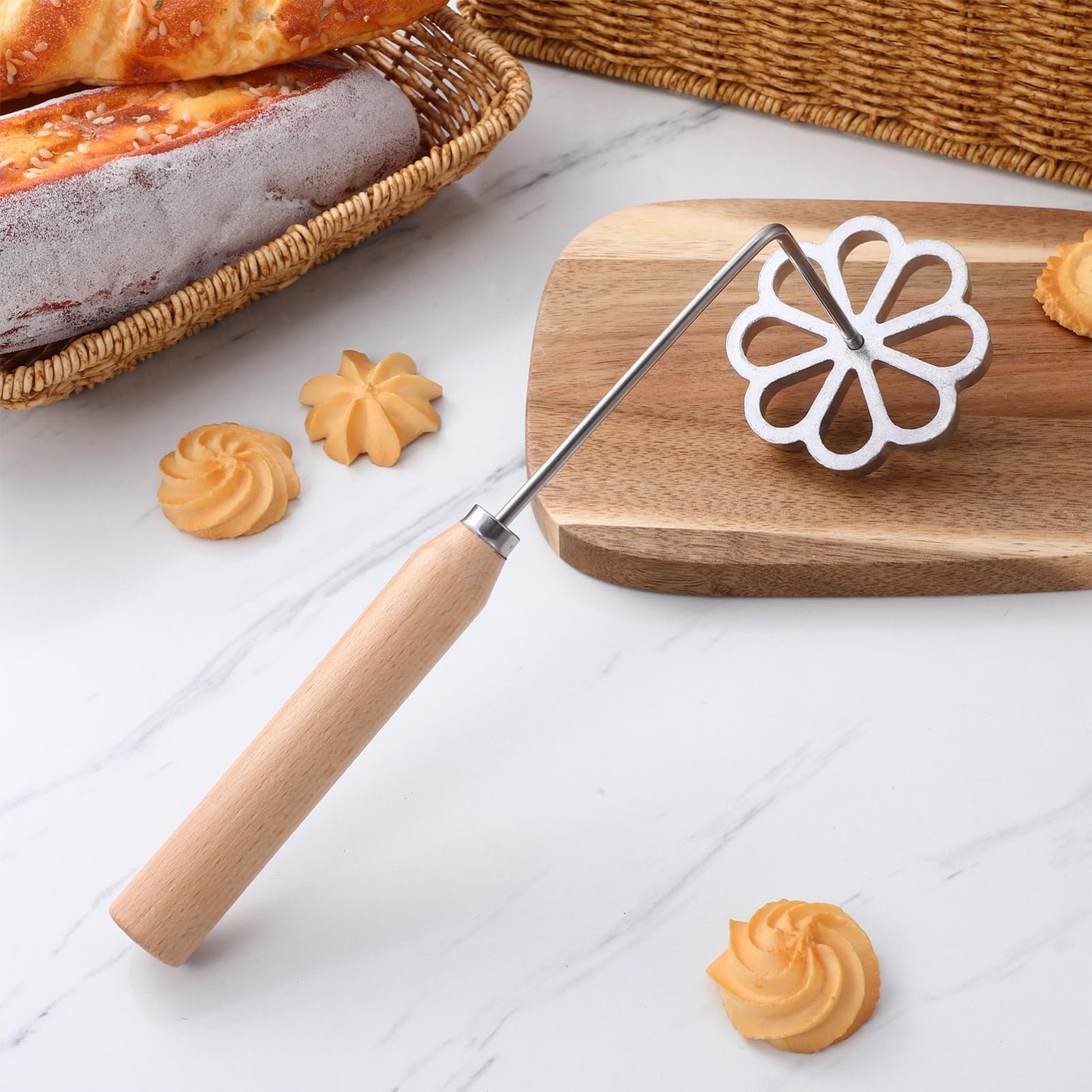 Stampo Resistente di Manico Lega a Bunuelos in e Alluminio con Usare Forma di Fiore Facile da Decorativi Dolci Fatti Casa e Biscotti