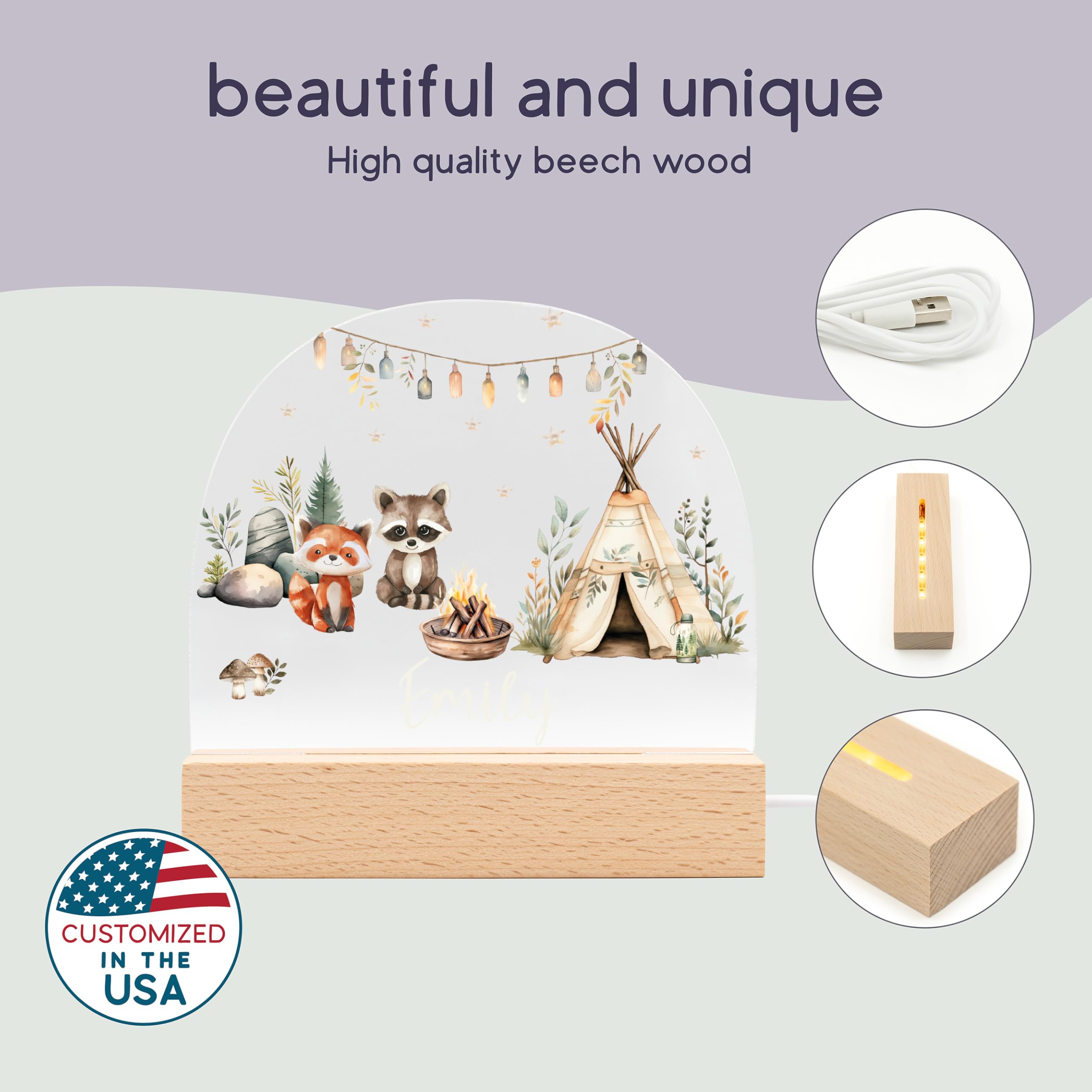 florithings Baby Gifts Personalized/Baby Boy Items Newborn Essentials/Unique Baby Bear Night Light/Customized Name Light for Bedroom