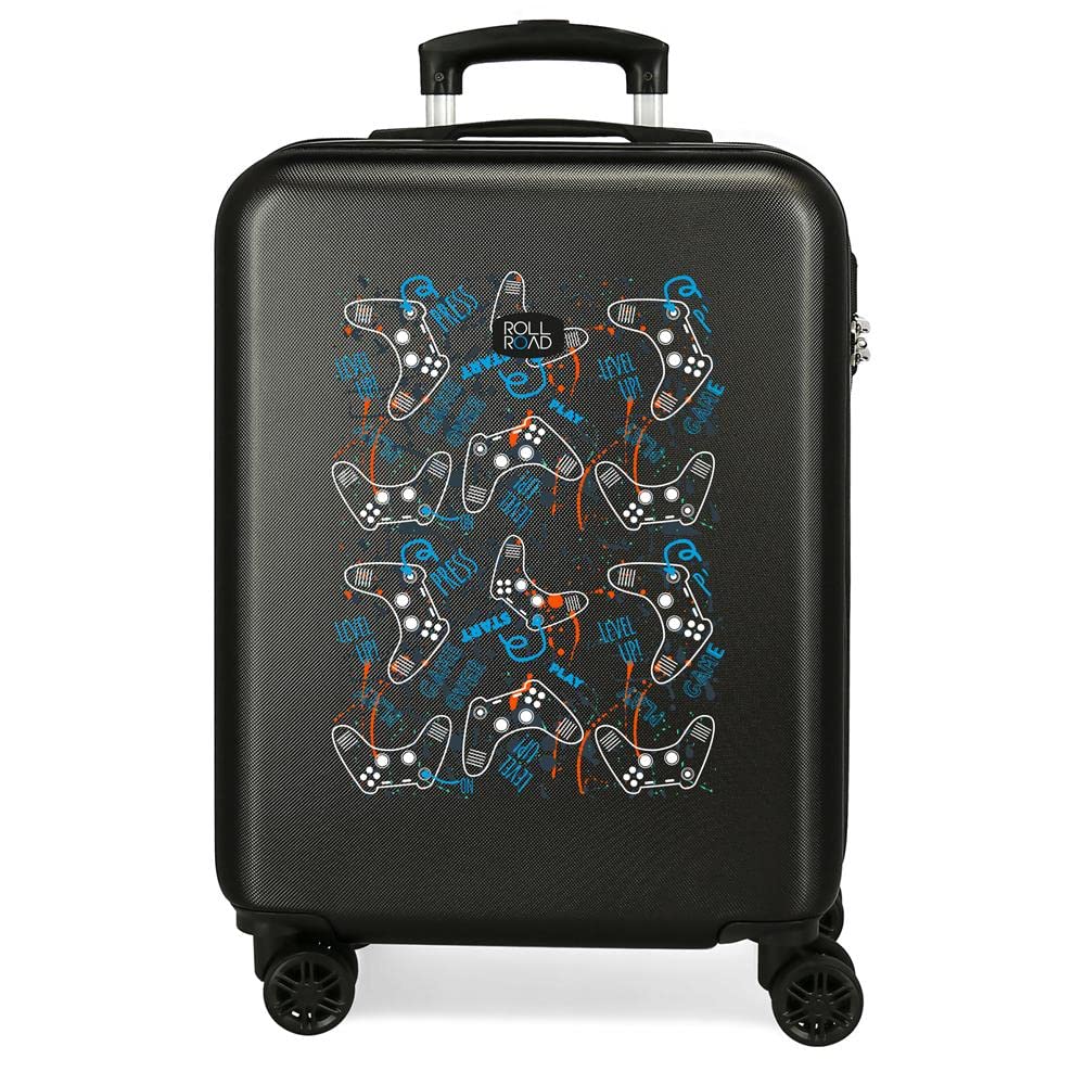 Roll Road Roll Road Gamers Maleta de cabina Negro 38x55x20 cms Rígida ABS Cierre de combinación lateral 35 2 kgs 4 Ruedas dobles Equipaje de Mano