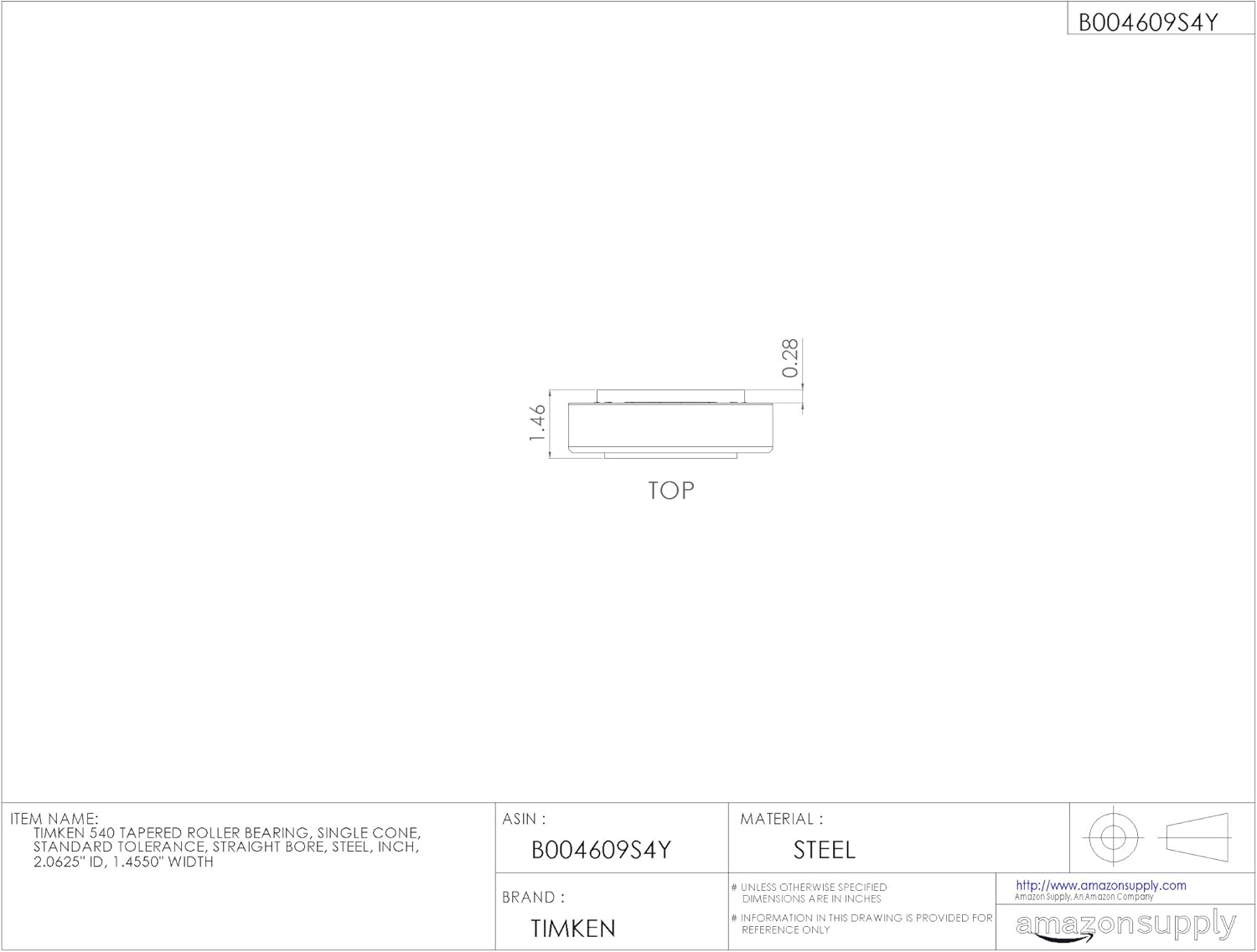 Timken Tapered Roller Bearing Cone - 540