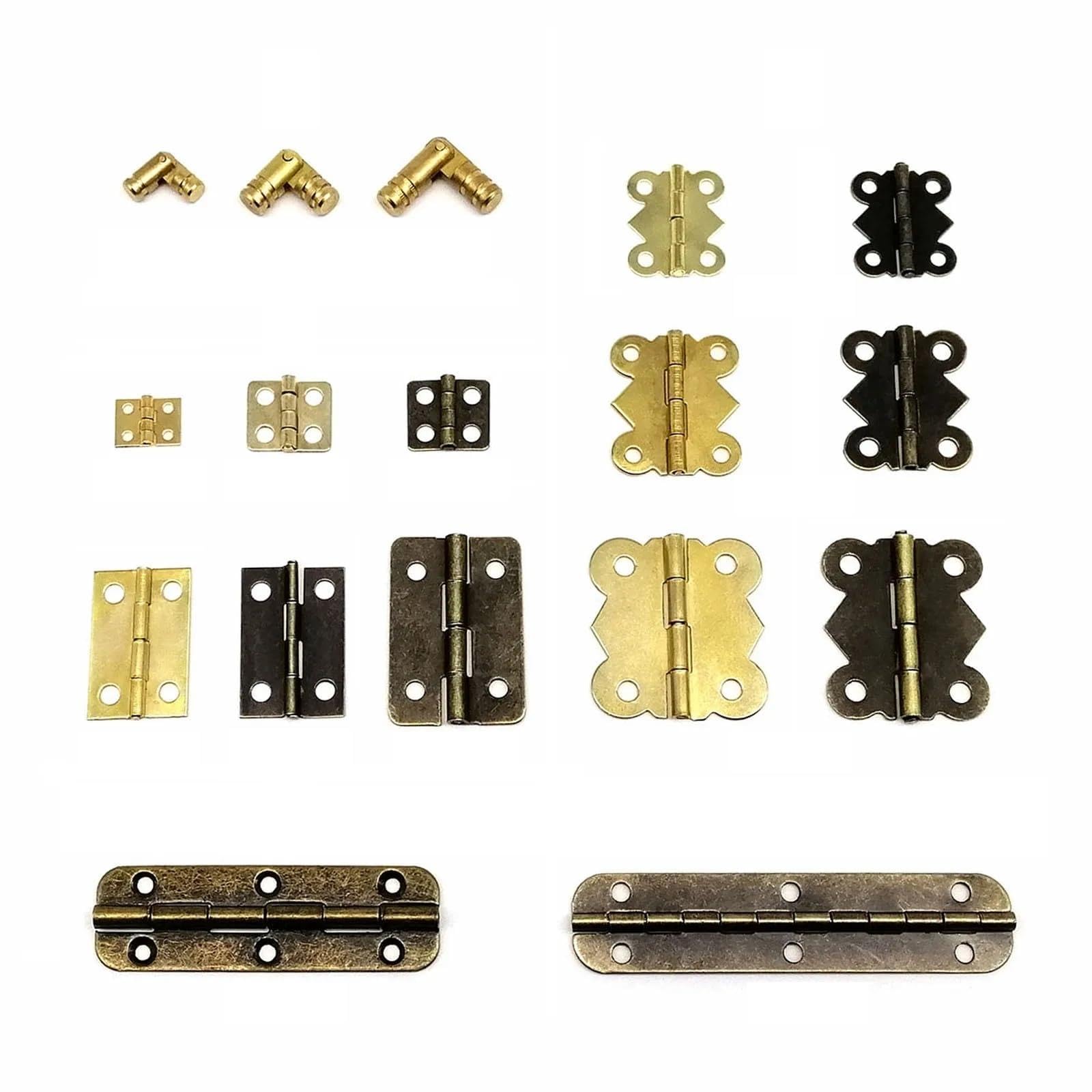 Rmwkrmogrf C 25X30mm Golden Mini Lengthened Antique Brass Bronze Box Case Cabinet Door Hinge With Screw 12Pcs(C 25X30mm Golden)