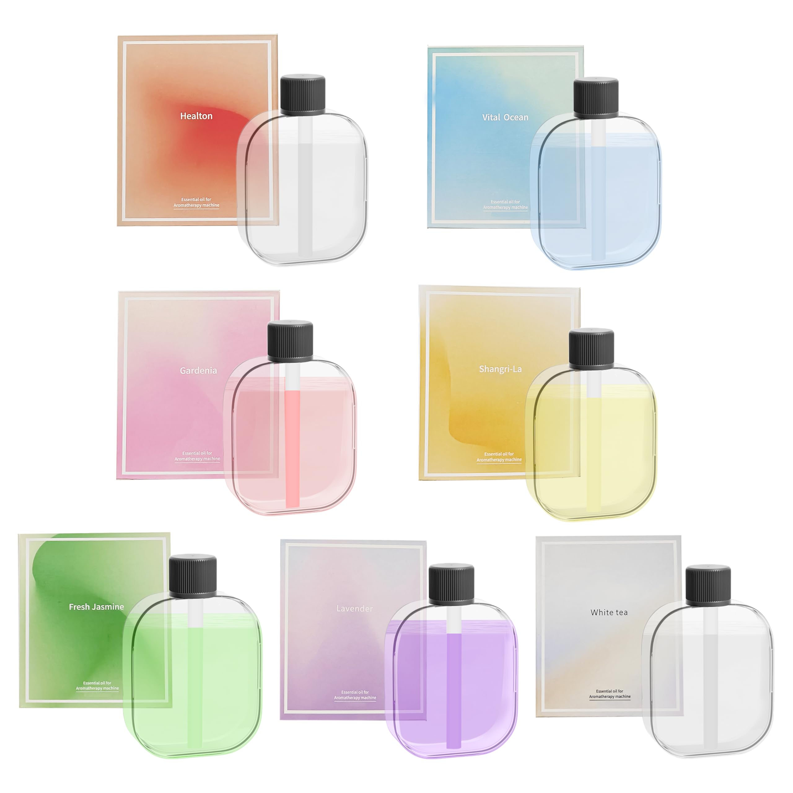 Difusor de aceite esencial para el hogar, pequeño difusor de aroma sin agua para oficina, hotel y coche, funciona con pilas, mini máquina difusora de aroma portátil (7 piezas, juego de