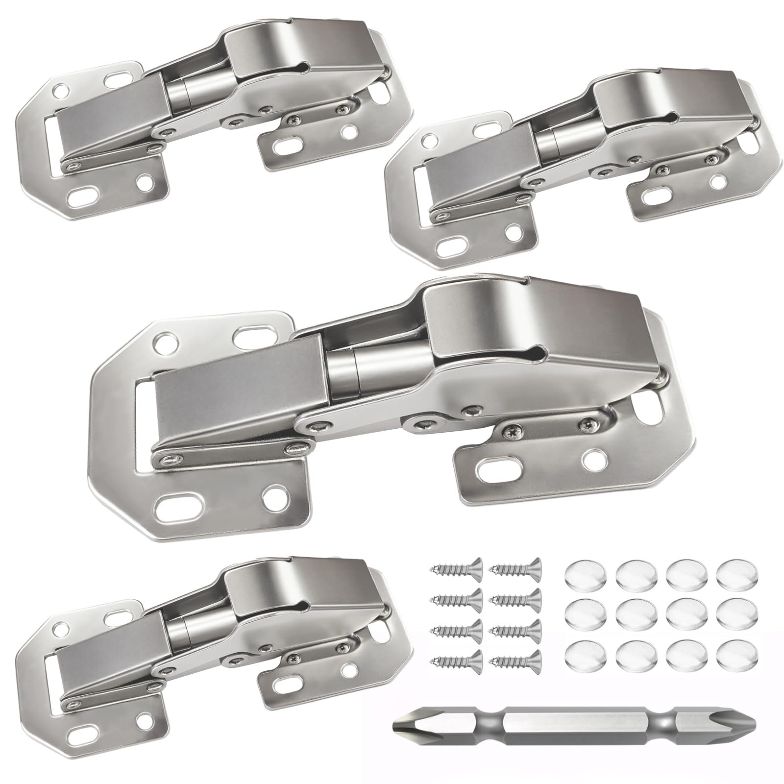 Photo 1 of BESTEEL 4 Pack Hidden Hinges Upgrade Soft Close Surface Mounting Hinge,90 Degree Concealed Cabinet Hinges for Kitchen Cabinet Doors Frameless,No Pre-drilled,Surface Mount Hinges with Extra Bumper