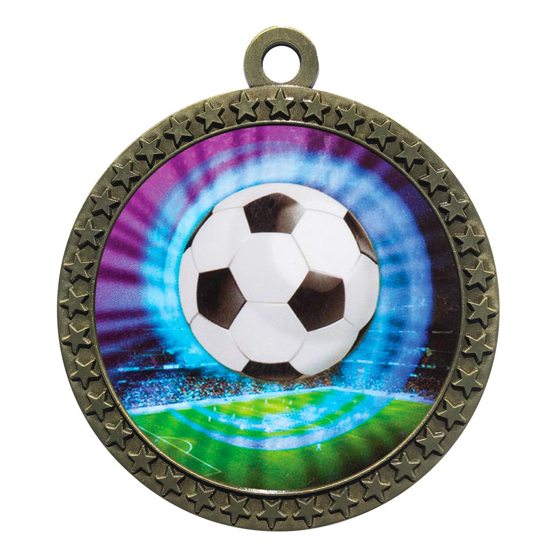 Express Medals Large 2.5 Inch Gold Color Soccer Medal Trophy Award Engraved Personalized Text and Neck Ribbon 446 (Pack of 10)