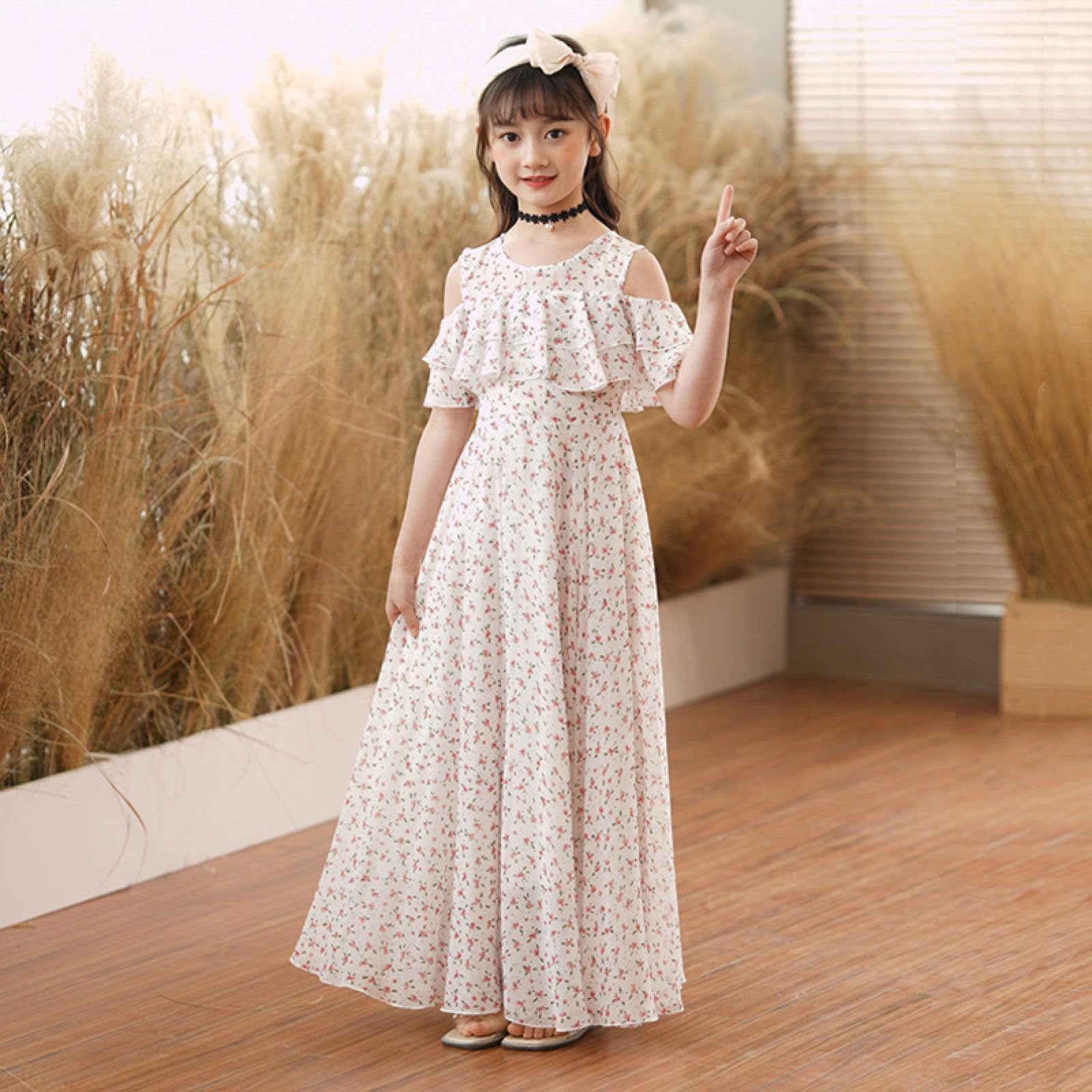 Sukienki dla dziewczynek Letnia bawełniana sukienka na imprezę Linia Midi Casual Dress z wycięciem pod szyją dla dziewczynek w wieku 4-16 lat