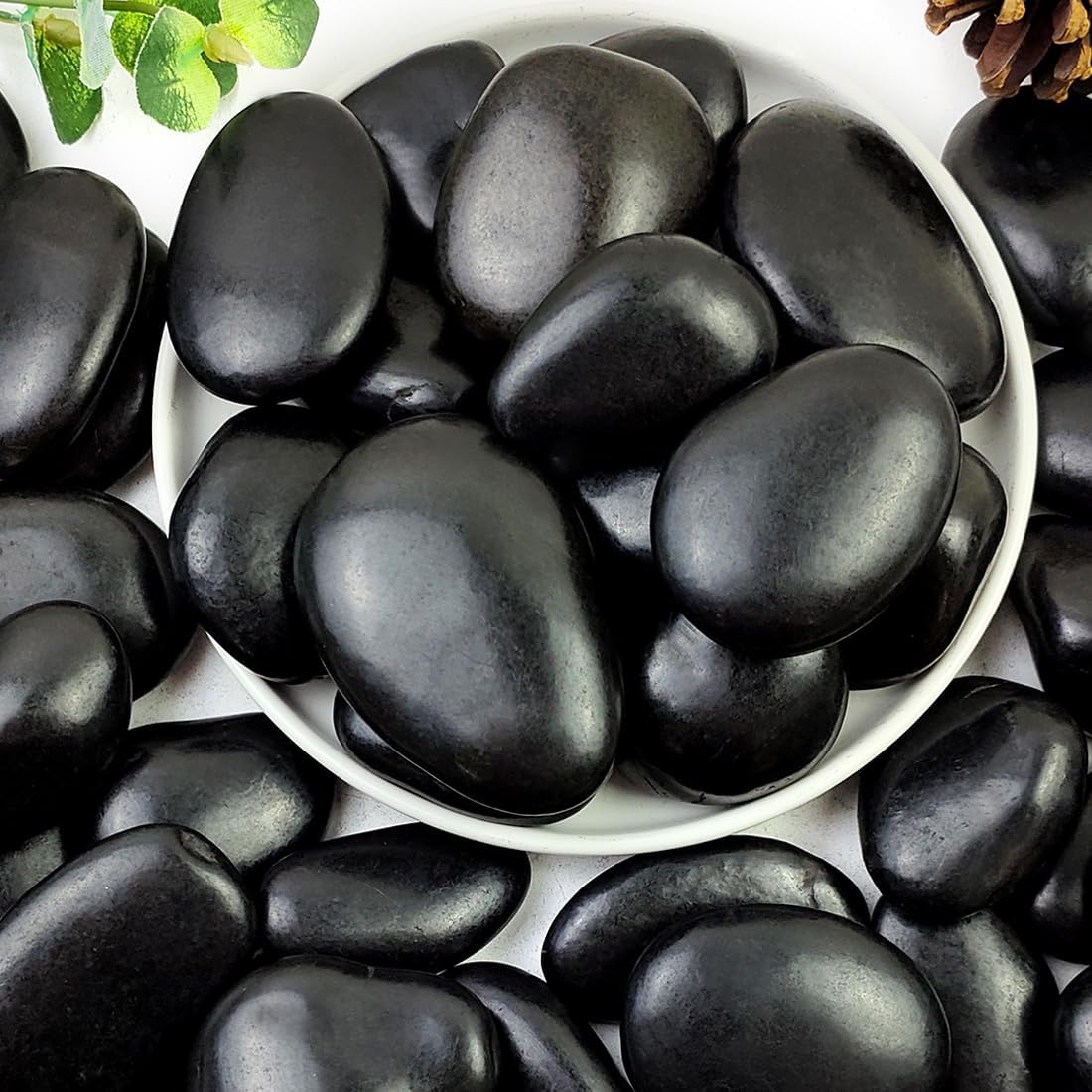 Vsell24 3Kg Extra Large Black Natural River Rocks for Landscaping, Polished Pebbles for Plants Flower Bed Fish Tank Gravel Garden Home Decor, Aquarium Decorative Stones