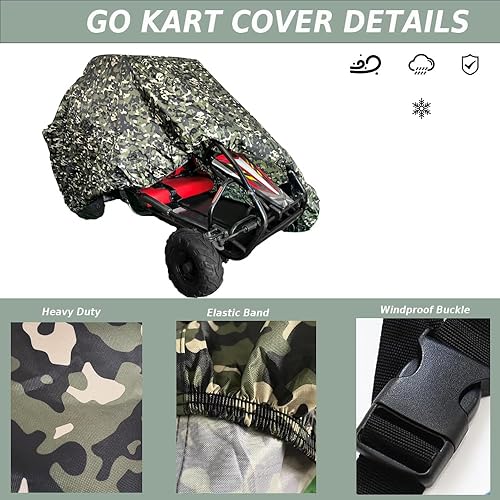 Miniatura 3 de Gokart - Funda para Go Kart de camuflaje pequeña, impermeable, grande, accesorios Gokart para Baja TrailMaster, Mudhead- 66.92 pulgadas de largo x