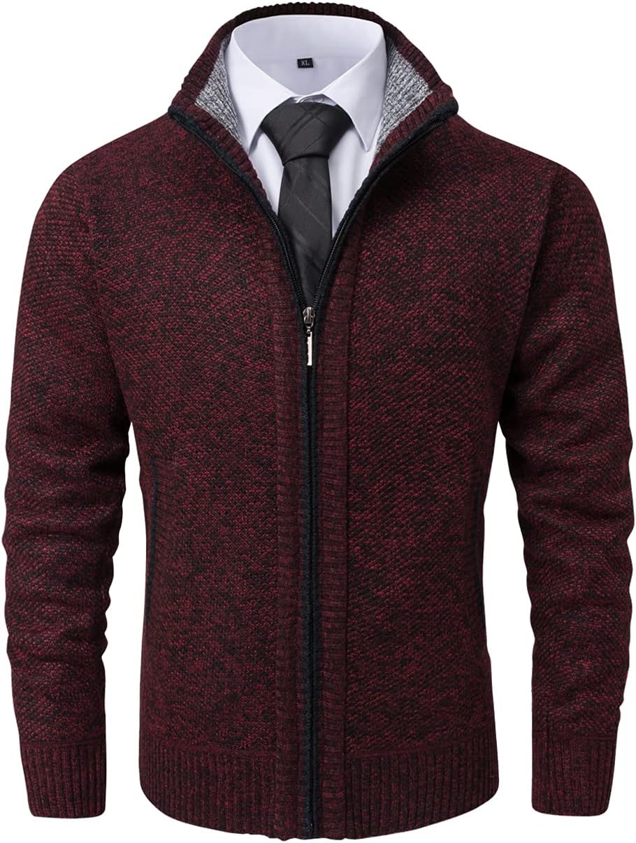 Vcansion Men's Classic Cardigan Sweaters Stand Collar Slim Fit Casual Knitted Sweater
