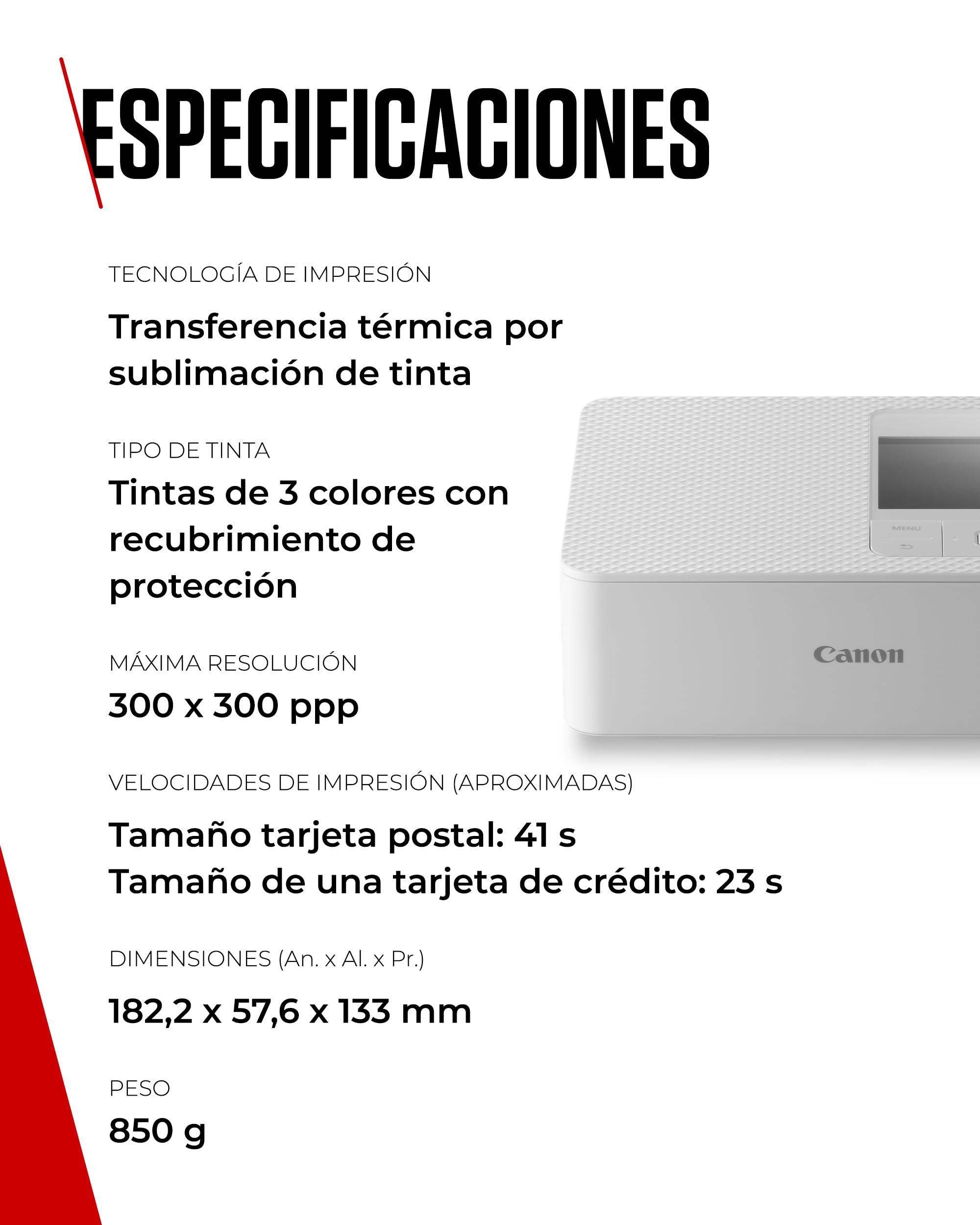 Canon Kit de Papel para Impresora fotográfica portátil SELPHY CP1500, Blanco - Impresora Bluetooth inalámbrica con Accesorios - Compacta y Ligera - con 54 Hojas de Papel 4x6 — view 8
