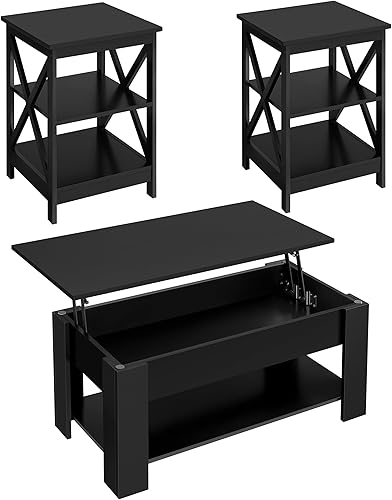 Yaheetech Moderno juego de mesa de 3 piezas para sala de estar, mesa auxiliar y mesa auxiliar para el hogar y la oficina, muebles decorativos de