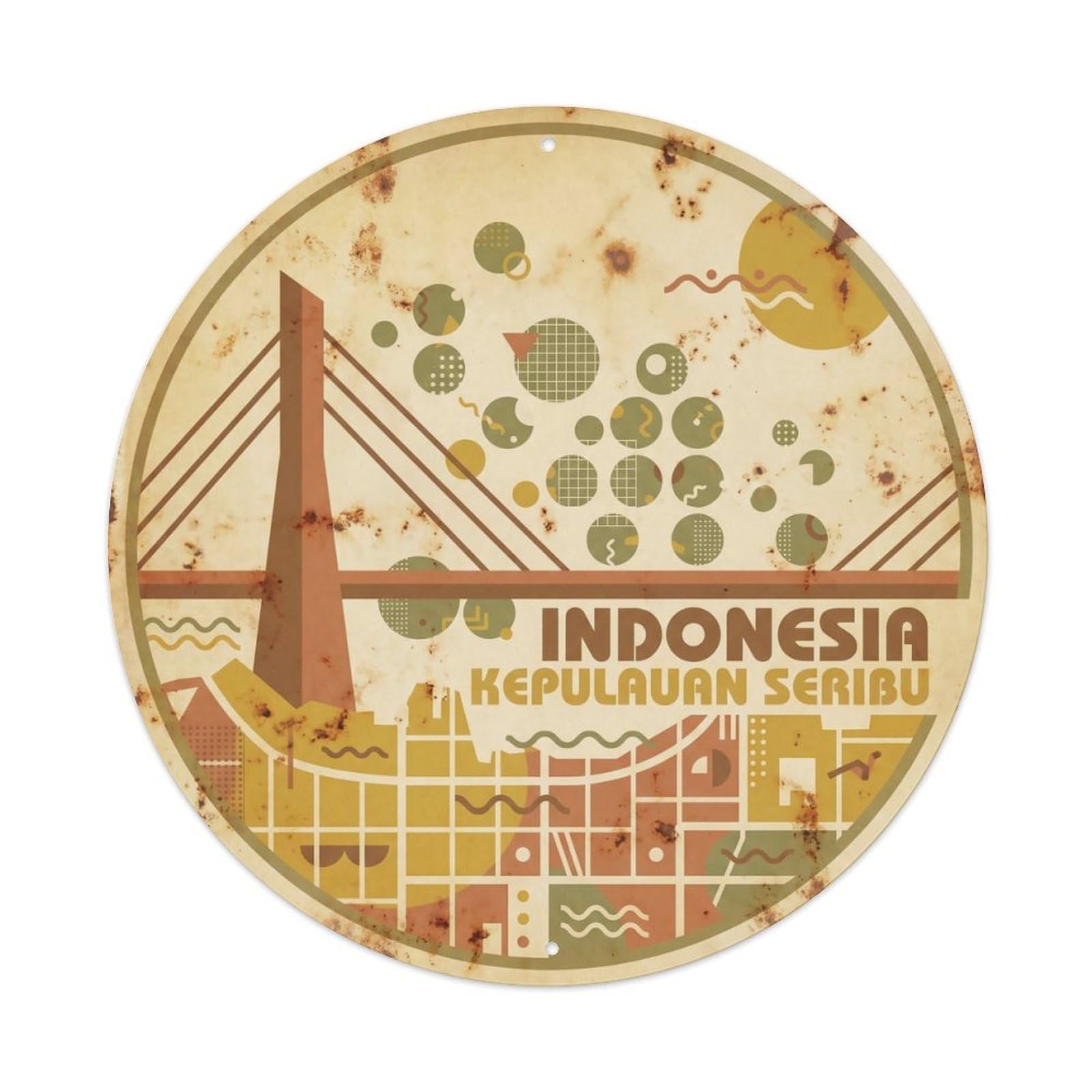 Odgynaw 8X8inch(20X20cm) Indonesia Thousand Islands Lagoon Travel Beach Metal Tin Sign