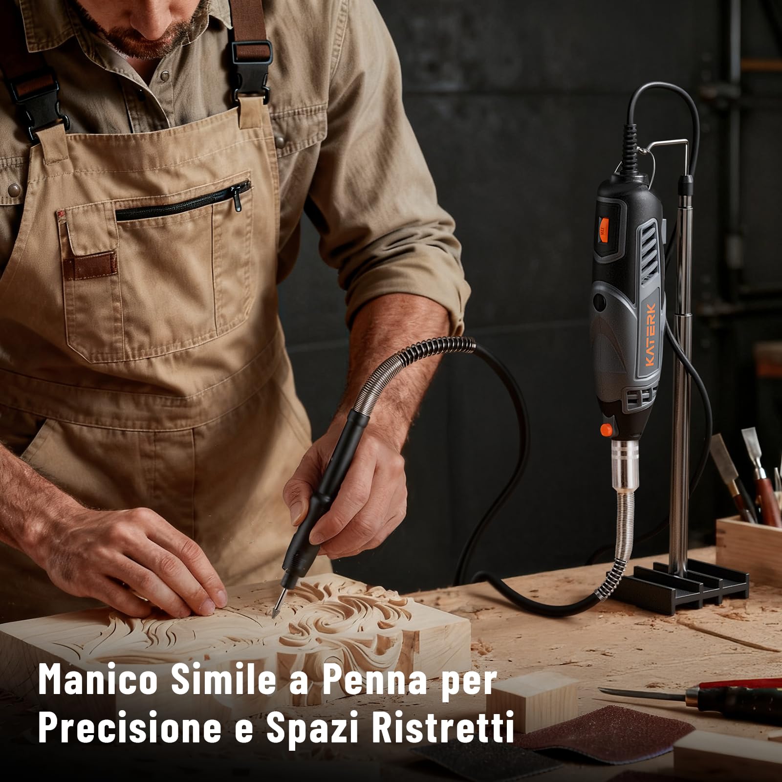 Katerk Utensile Multifunzione Rotativo 160W, Kit di Utensili Rotanti a Velocità Variabile con Albero Flessibile, 35000 PRM, Kit di Accessori da 155 Pezzi, per Rettifica, Incisione, lucidatura, Pulizia