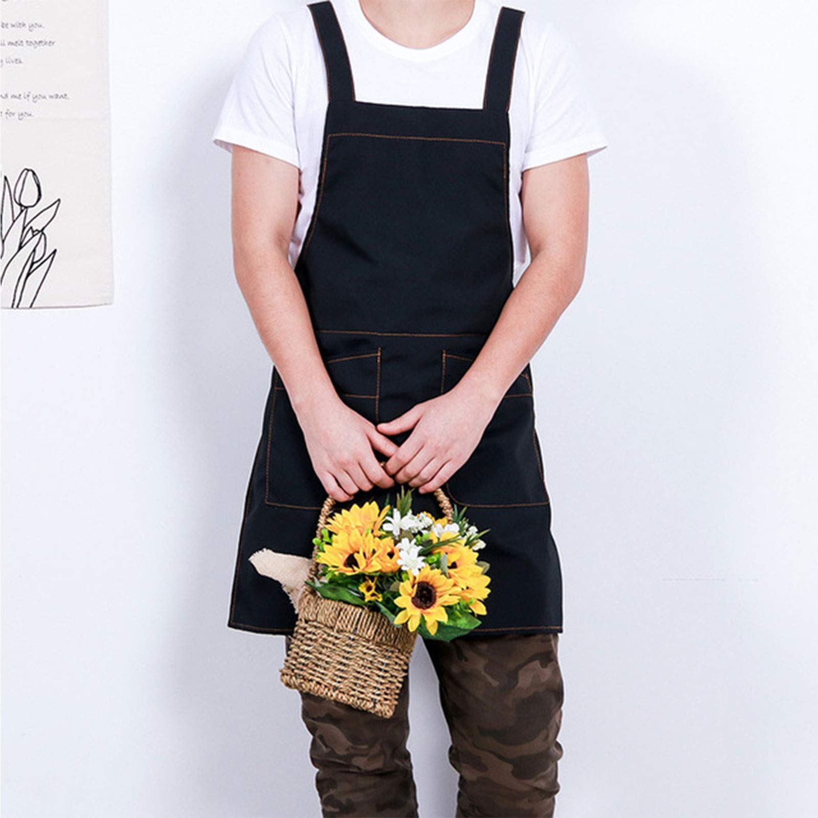 Fartuch roboczy, stolarza z woskowanego płótna Wytrzymały fartuch warsztatowy do spawania i narzędzi wodnych Czarny XL