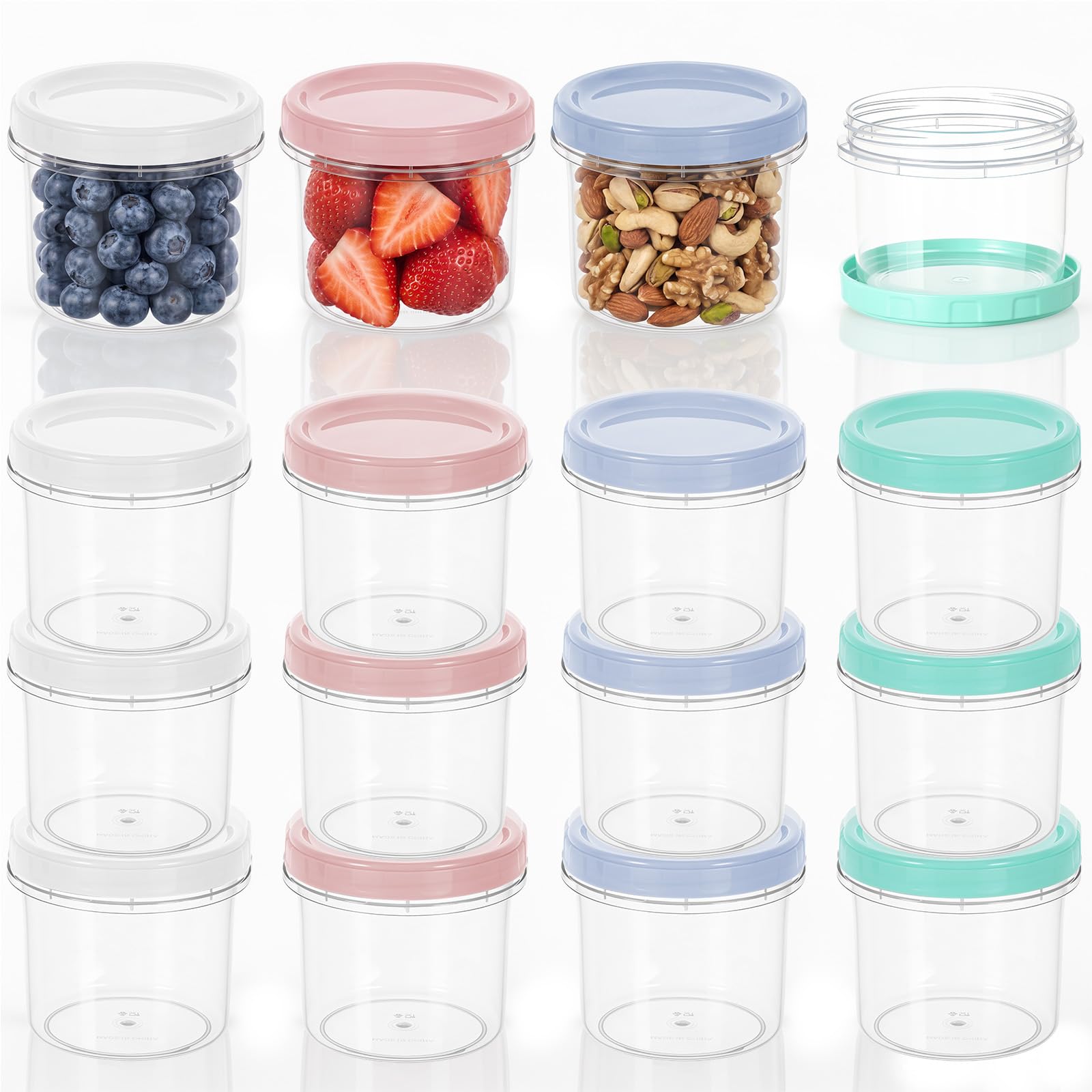MICHIHOMIE 16Pcs Small Food Containers with Lids 300ML
