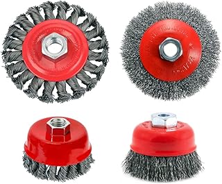 3&4 Inch Wire Wheel Cup Brush Set 3" Coarse Crimped Wire/Knotted Wire Cup Brush,4" Coarse Crimped Wire/Knotted Wire Wheel Brush for Angle Grinder, Heavy Cleaning Rust Stripping Abrasive
