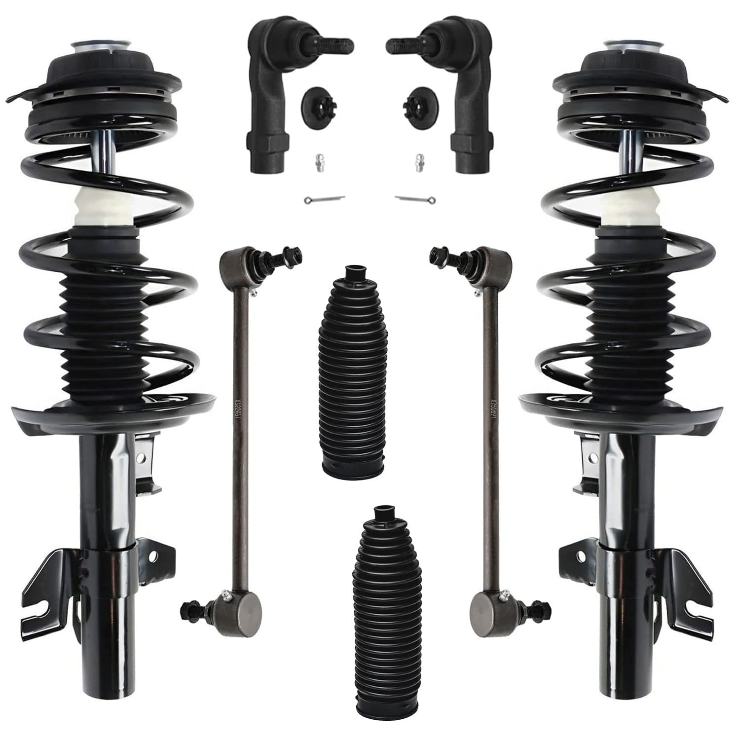 Detroit Axle - Front Struts w/Coil Springs Sway Bar End Links Outer Tie