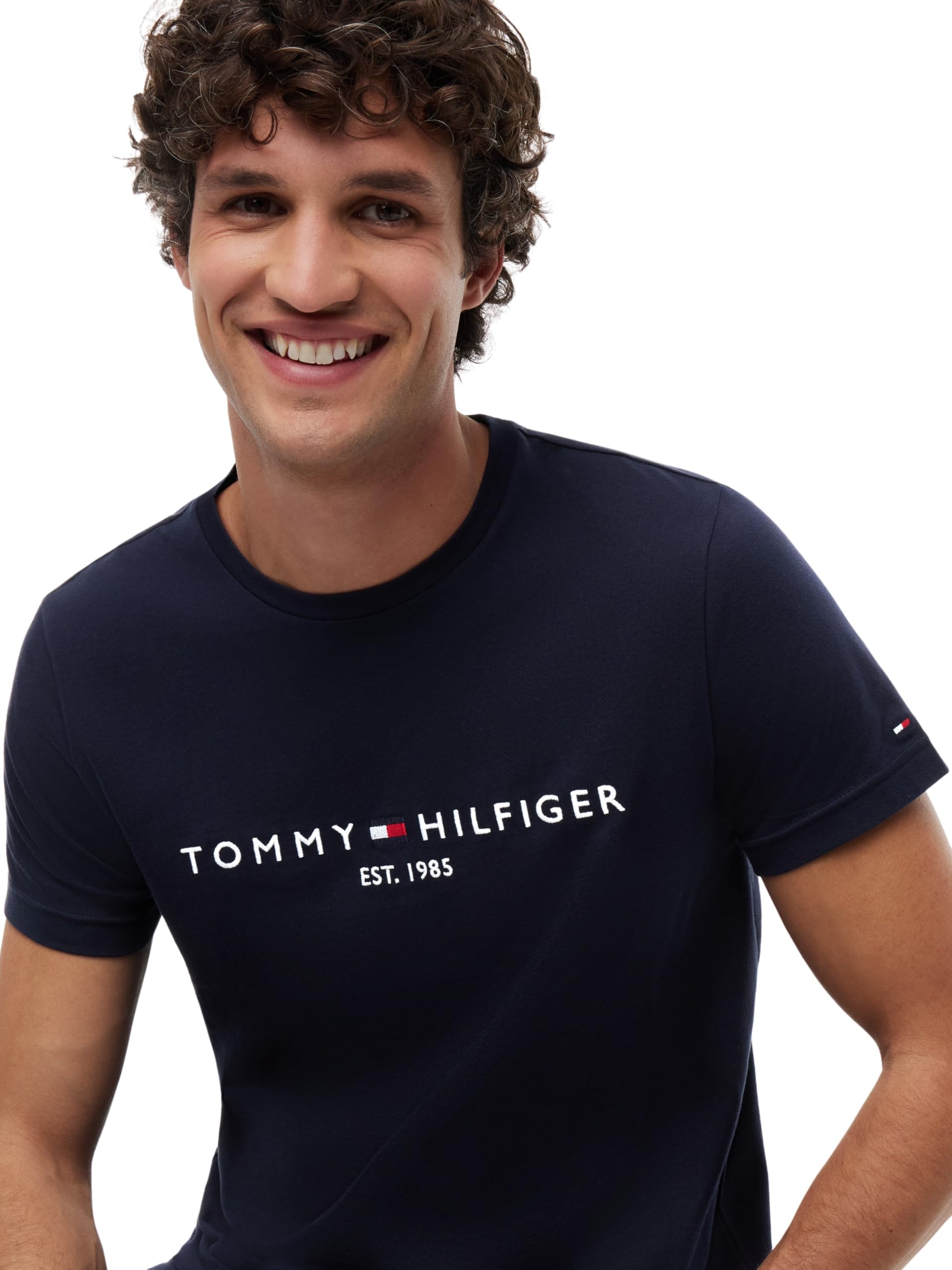 Tommy Hilfiger Camiseta de Manga Corta para Hombre Core Tommy Logo Cuello Redondo