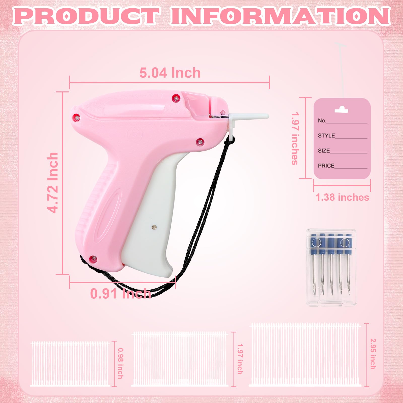 8006 PZ Cartellini Prezzi con Pistola Set per Abbigliamento 1000 Cartellini Prezzo Indumenti Rosa Prezzo Pistola con 5 Aghi 0,98/2/2,95 Pollici 3000 Chiusure in Plastica Barbs Etichette Marcatura