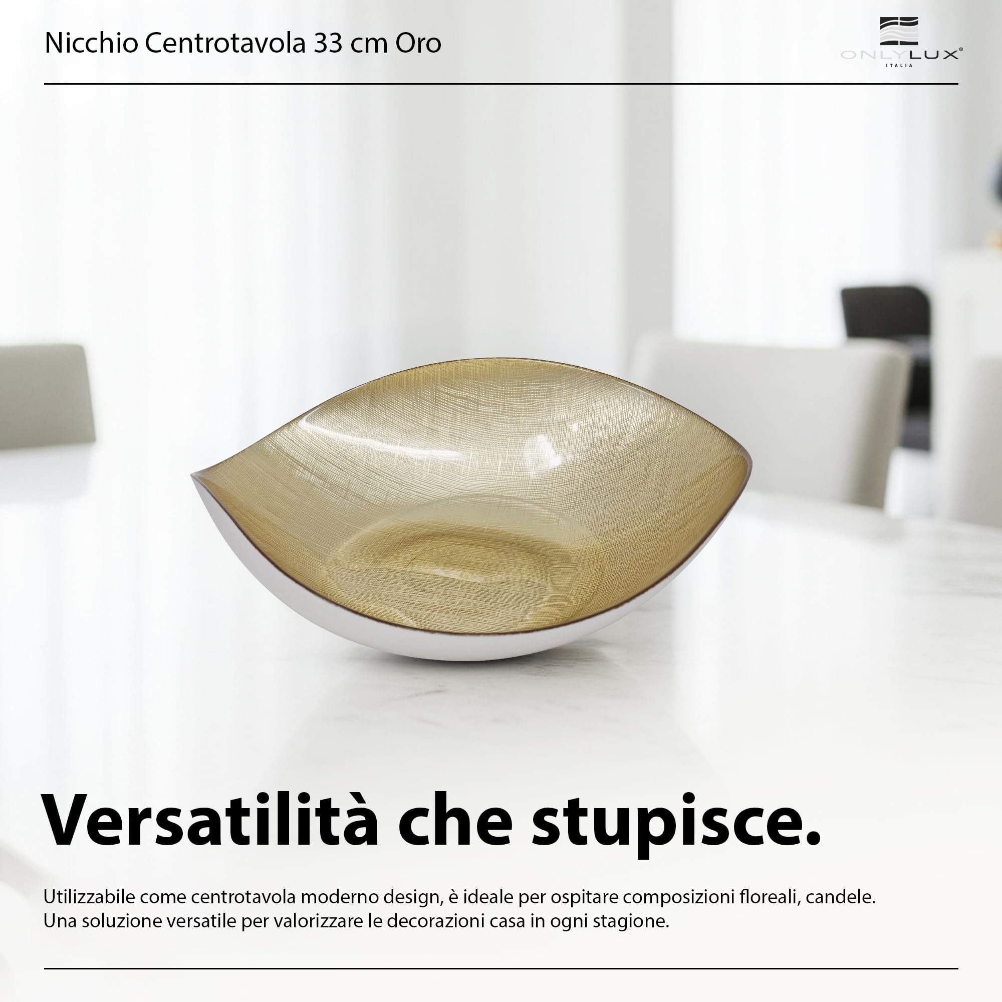 Onlylux Centrotavola Nicchio in Vetro Centrifugato Artigianale 33 cm