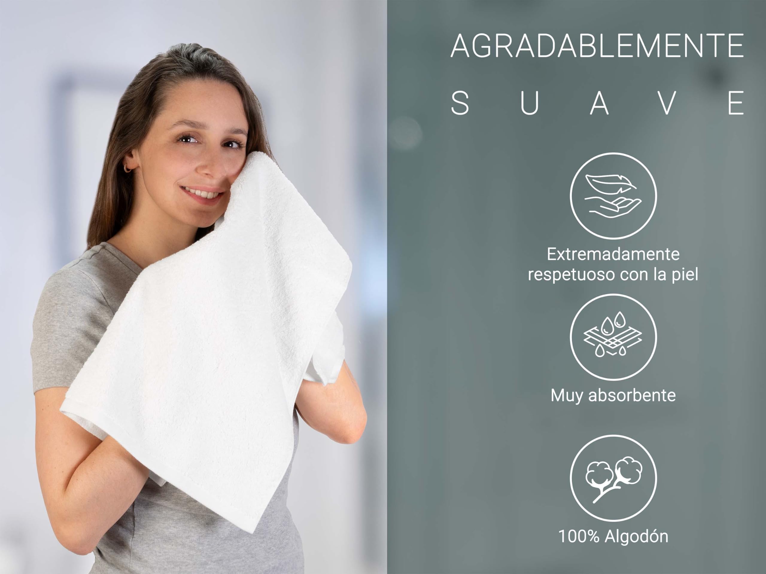 ZOLLNER Juego de 6 Toallas de baño Premium de 50x70 cm: Extremadamente absorbentes y Suaves en Color Blanco, Lavables hasta 95 °C, de algodón, certificación Oeko Tex®