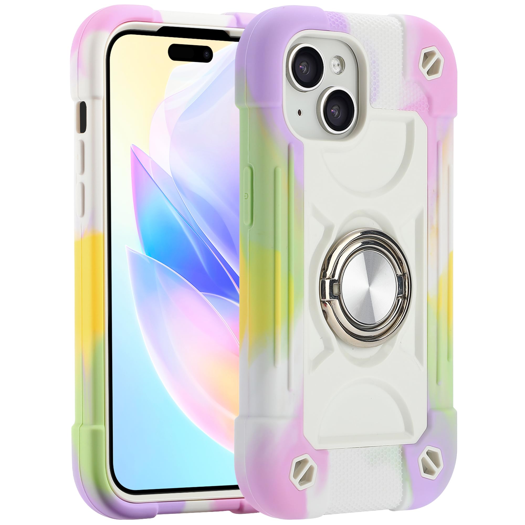 MARKILL Compatible with iPhone 15 Case 6.1 Inch with Built-in Kickstand, [Full Body Rugged Military Grade] Drop Protection Heavy Duty Case 3 in 1