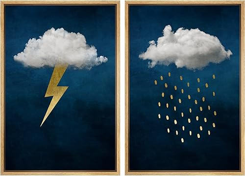 Miniatura 91 de IDEA4WALL Lienzo enmarcado para pared, juego de arte Bauhaus dorado de mediados de siglo, patrón de cuadrícula moderna, ilustraciones con formas