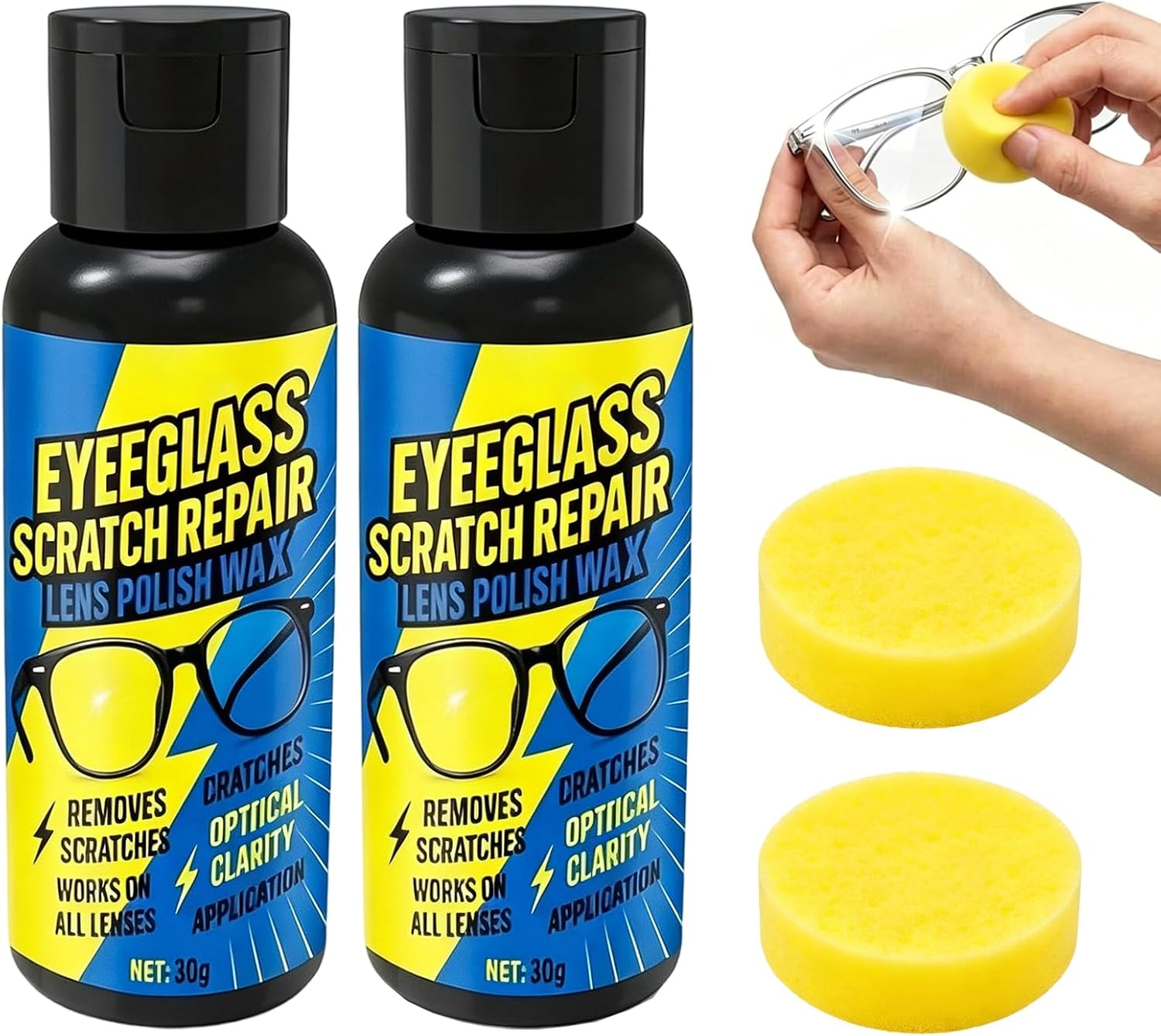 Tbexem 2PCS Eyeglass Scratch Remover, Glasses Lens Scratch Remover For Eyeglasses & Sunglasses, Home Minor Lens Cleaning and Restoration For Clearer Vision