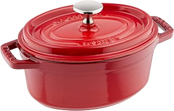 staub La Cocotte Oval 40511-498 Pico Cocotte Oval Cherry، 6.7 بوصة 17 سم، صغير، مصبوب بكلتا اليدين، وعاء مطلي بالمينا، متوافق مع الحث، منتج ياباني أصيل