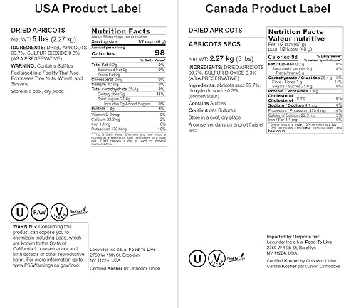 Vista 13 de Food to Live - Albaricoques secos, 2 libras kosher, vegano, a granel, producto de pavo