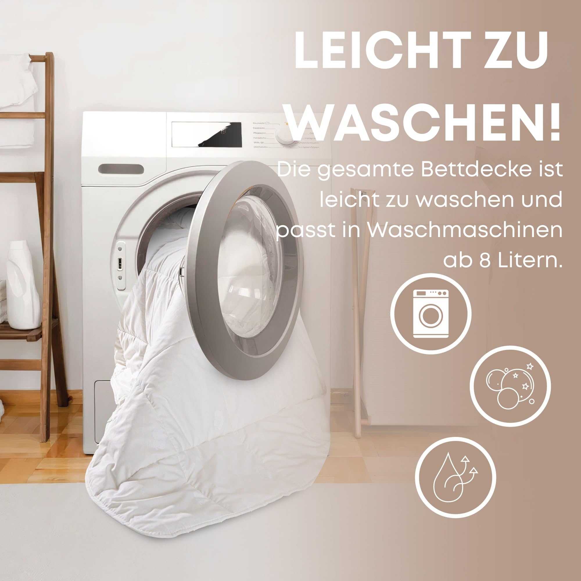 SLEEP COMFY 3-in-1 Ganzjahresdecke 100% Australischer Schurwolle, Allergikerfreundliche & Leichte Woll­Steppdecke 240x220cm, Oeko-TEX Zertifiziert